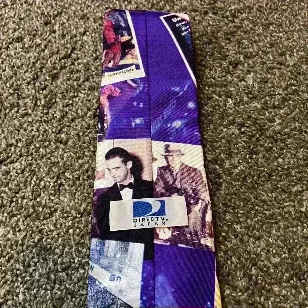 Vintage Direct Tv Men’s Tie Classic Movies On Tie 100% Silk